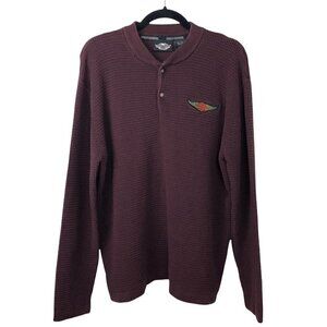 Harley-Davidson Waffle Knit Henley Shirt Sweater